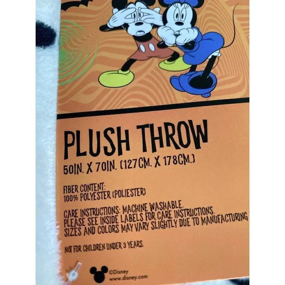 Disney Mickey &‎ Minnie Mouse Pumpkin Halloween Plush Throw Blanket 50X70” NEW